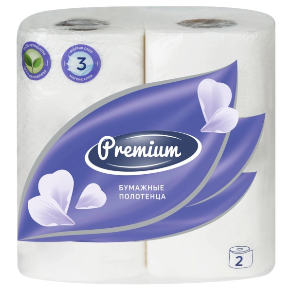 Полотенца бумажные в рулонах OfficeClean "Premium", 3-слойные, 11м/рул., тиснение, белые, 4шт.