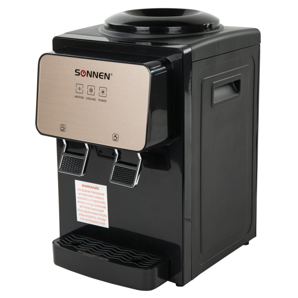 Кулер для воды настольный SONNEN TSE-02WP, настольный, НАГРЕВ/ОХЛАЖДЕНИЕ ЭЛЕКТРОННОЕ, 2 крана, черны
