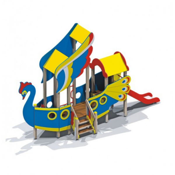 Детский игровой комплекс (3-10 лет) 6380х2040 мм, Н=4180 мм, Н площадки=950 мм и 650 мм