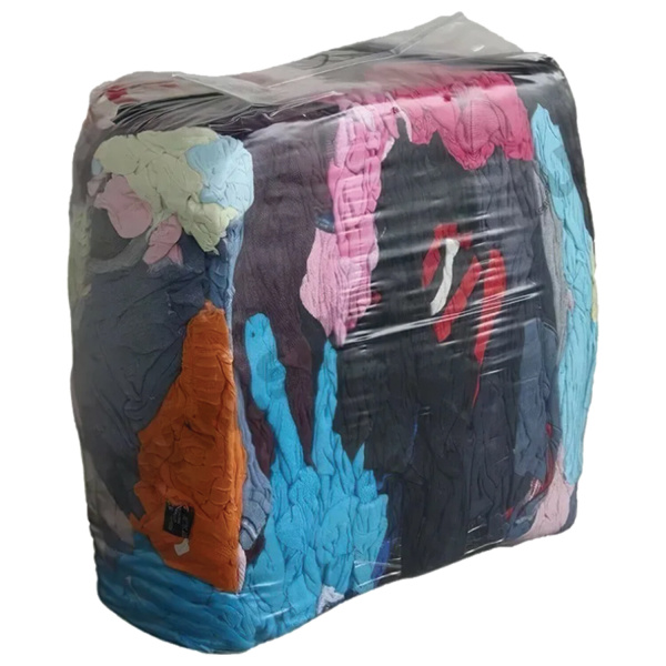 Ветошь трикотаж ЦВЕТНОЙ, лоскуты 40х60 см (±10 см), плотность 100-200 г/м2, 90% хлопок, 10% синтетик