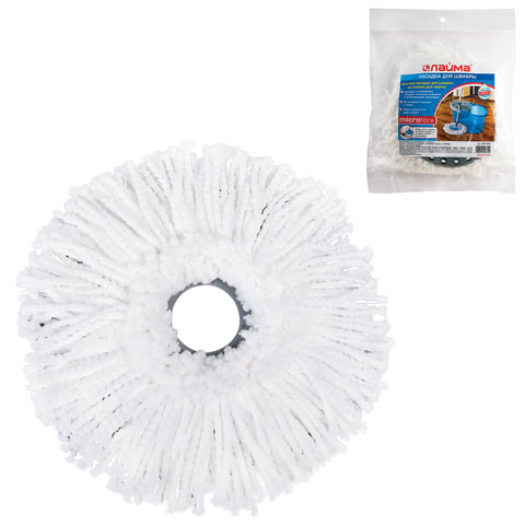 Насадка МОП для швабры ЛАЙМА круглая, диаметр 16см, микрофибра (швабра 601460),д/дома и офиса,601488
