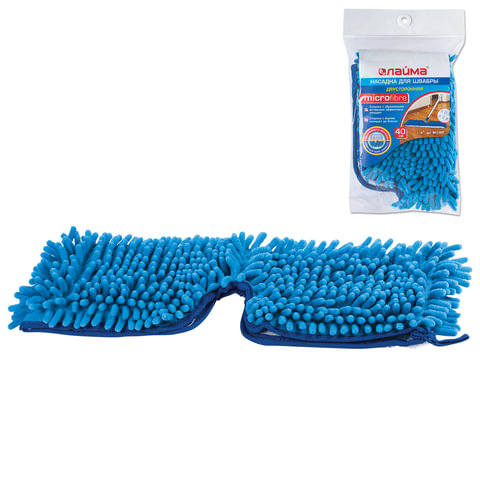Насадка МОП для швабры ЛАЙМА двусторонняя, 40*10см, микрофибра (швабра 601465),д/дома и офиса,601483