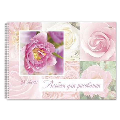 Альбом для рисования (скетчбук), 48 л., HATBER HD, спир, 120 г/м2, "Цветы", 48А4вмAсп 09930, A096024