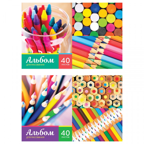 Альбом для рисования А4 40л., на скрепке ArtSpace "Карандаши"