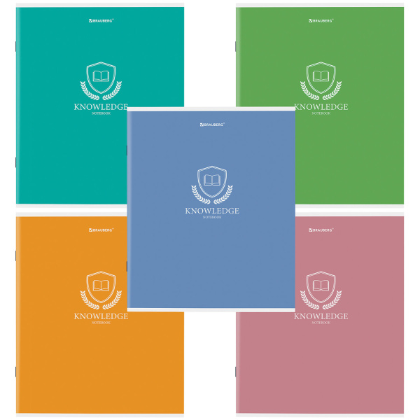 Тетрадь 80л. клетка BRAUBERG, скоба, обложка картон, "Knowledge"