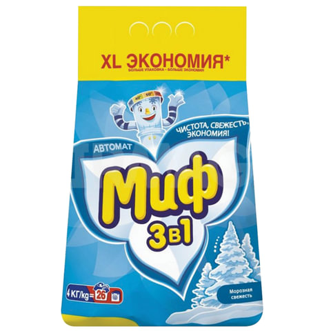 Стиральный порошок Миф 3в1 автомат 4кг, "Морозная свежесть" ш/к2827