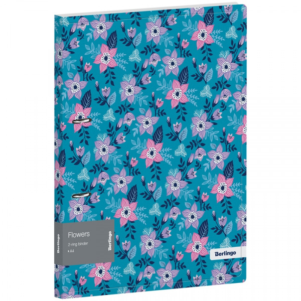 Папка на 2 кольцах Berlingo "Flowers", 24мм, 600мкм, D-кольца, с внутр. карм, с рисунком RB4_2D501