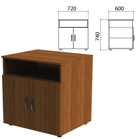 Тумба приставная "Эко" (ш720*г600*в740 мм), 2 двери, полка, орех 19, 400994, ш/к 48647