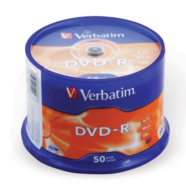 Диск DVD-R(минус) VERBATIM 4,7Gb 16x 50шт Cake Box 43548 (ш/к - 5488)
