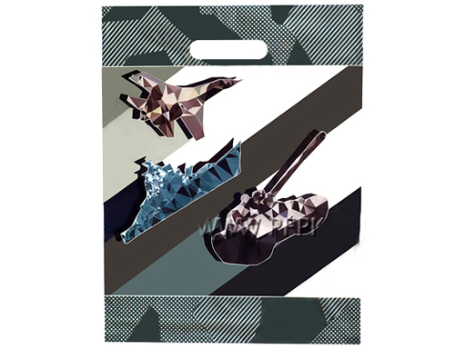 Пакет с прорез.ручк.цв.ассорти 31х40+3 60мкм ПВД Глянец, ТИКО