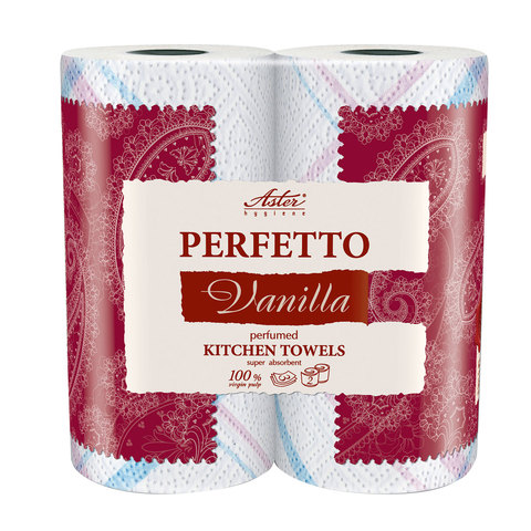 Полотенца бумажные бытовые, 3-х сл (2х15,8м), ASTER Perfetto "Vanilla", аромат ванили