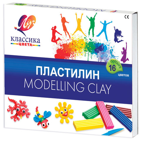 Пластилин ЛУЧ "Классика", 16 цв., 320 г, со стеком, 20С1329-08 Пластилин ЛУЧ "Классика", 16 цв., 320 г, со стеком, 20С1329-08