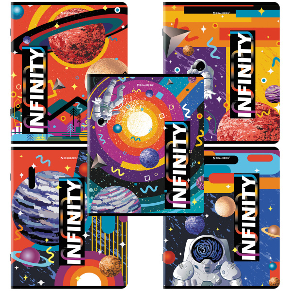 Тетрадь 48л. клетка BRAUBERG, скоба,TWIN-лак, "SpaceX" (микс в спайке)