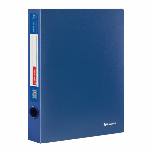 Папка 2 кольца BRAUBERG "Стандарт", 40мм, синяя, до 250 листов, 0,9мм  16009