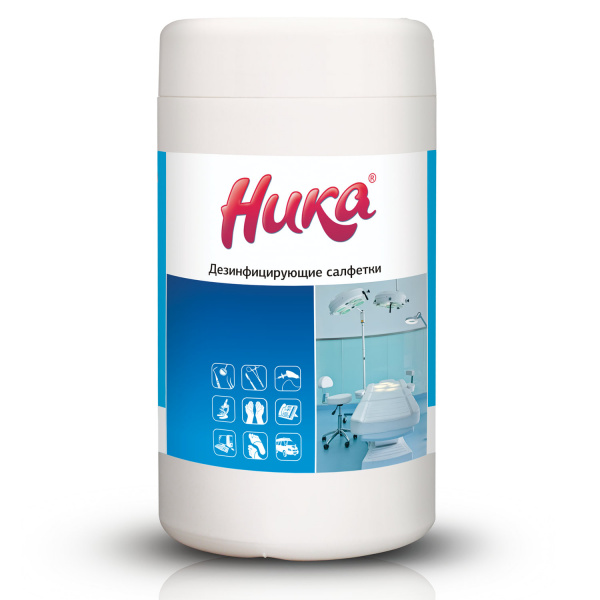 Салфетки влажные дезинфицирующие 60шт НИКА, для обработки рук и поверхностей, ш/к 02148