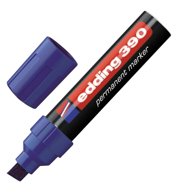 Маркер перманентный (нестираемый) EDDING 390, СИНИЙ, скошенный наконечник, 4-12мм, E-390/3