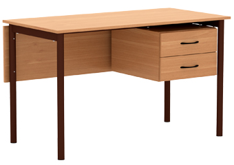 Стол учителя с подвесной тумбой  на м/к с 2-мя ящиками 1200*600*720, ольха, м/к коричн, М156