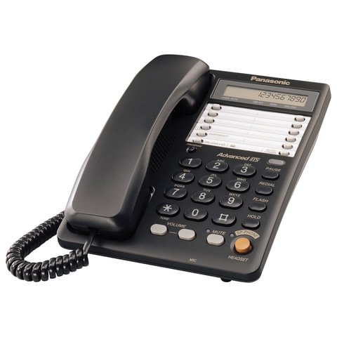Телефон PANASONIC KX-TS2365RUB, память на 30 номеров, ЖК-дисплей с часами, автодозвон, спикерфон, 