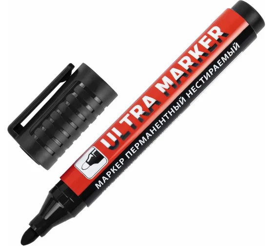 Маркер перманентный ULTRA MARKER, ЗЕЛЕНЫЙ, 3,5 мм с клипом, BRAUBERG, 152207
