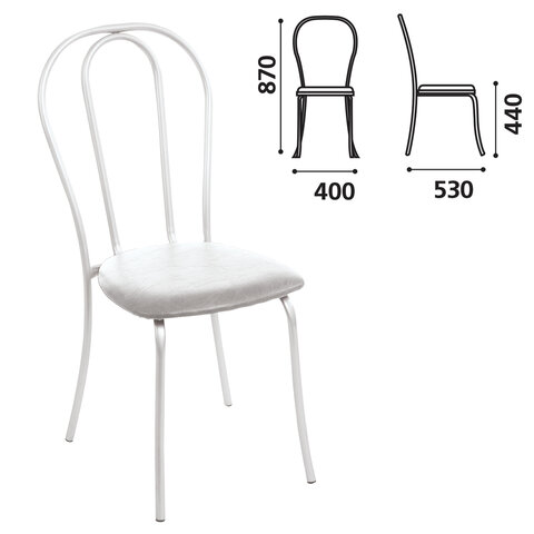 Стул д/офис.столовых, кафе "Вереск", белый каркас, кожзам светло-серый, СМ7/6-05 К-05