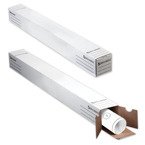 Накопитель документов, Тубус для рулонов BRAUBERG, 750мм*75мм*75мм, с выруб. клапаном, белый, 126516