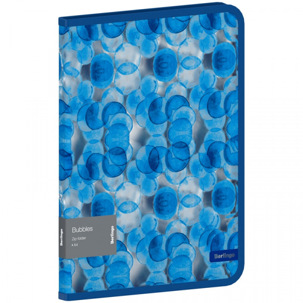 Папка на молнии Berlingo "Bubbles" А4, 600мкм, прозрачная, с рисунком ZF4_A4601