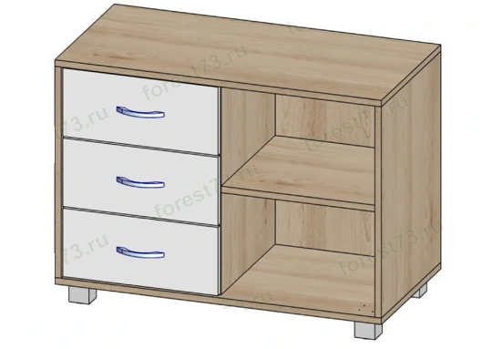 Тумба универсальная с 3-мя ящиками Квадро, 800х384х600мм, серый Тумба универсальная с 3-мя ящиками Квадро, 800х384х600мм, серый