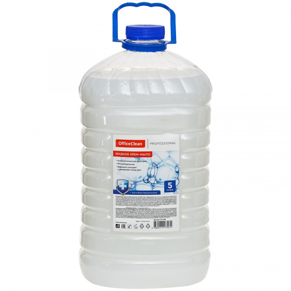 Мыло-крем жидкое 5л OfficeClean "Proffesional. Антибактериальное", ПЭТ