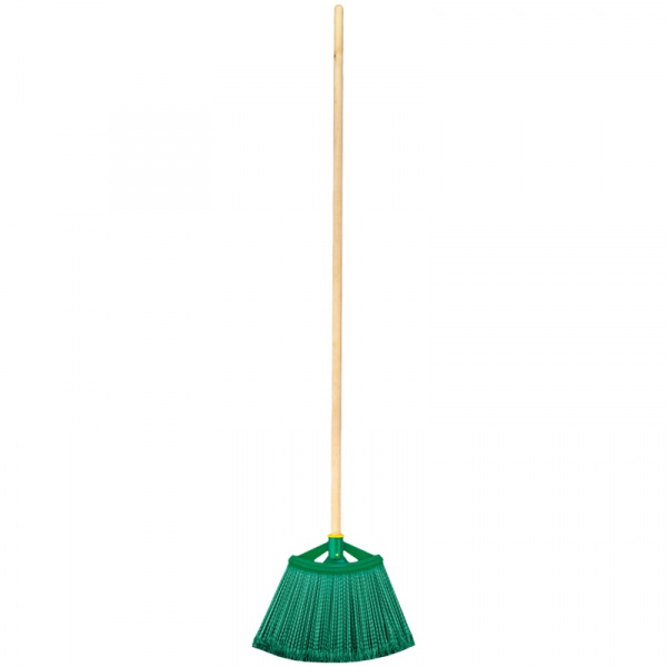 Метла OfficeClean, для улицы, веерная, плоская распушенная, с деревянным черенком 120см