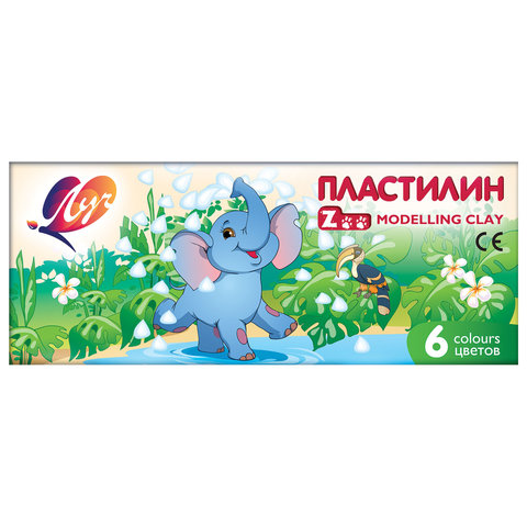 Пластилин классический ЛУЧ "Zoo",  6 цв., 81г, картонная коробка, 19С1271-08