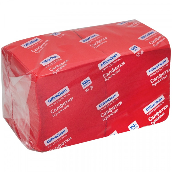 Салфетки бумажные OfficeClean Professional "Profi Pack", 1 слойн., 24*24см, красные, 400шт. Салфетки бумажные OfficeClean Professional "Profi Pack", 1 слойн., 24*24см, красные, 400шт.