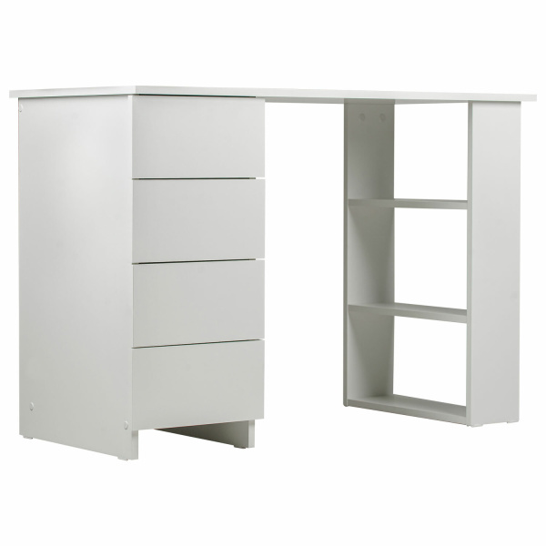 Стол письменный/компьютерный BRABIX "Scandi CD-016", 1100х500х750 мм, 4 ящика, белый, 641891