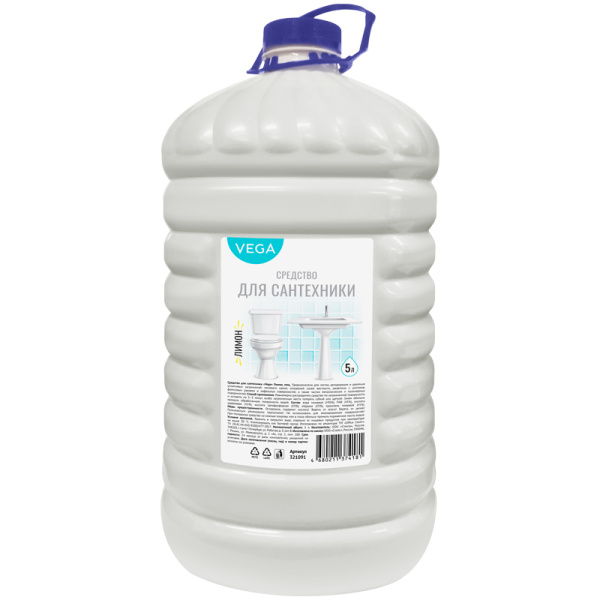 Чистящее средство для сантехники Vega "Лимон", гель, 5л