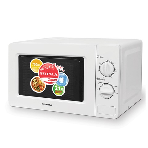 Микроволновая печь SUPRA MWS-2102MW, объем 21л, мощность 700 Вт, механическое управление, белая