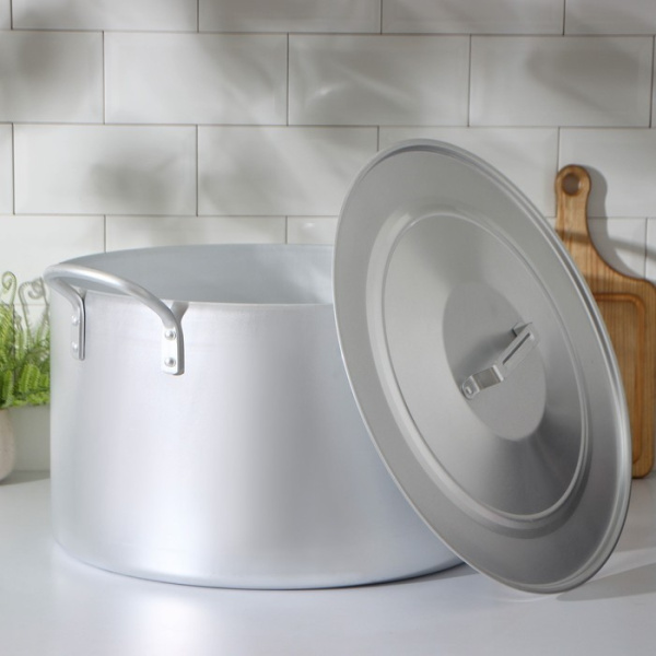 Котёл, 40 л, металлическая крышка, цвет хромированный