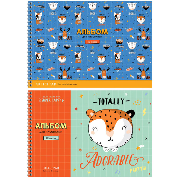 Альбом для рисования А4 40л., гребень, ArtSpace "Узоры. Cool kids", эконом