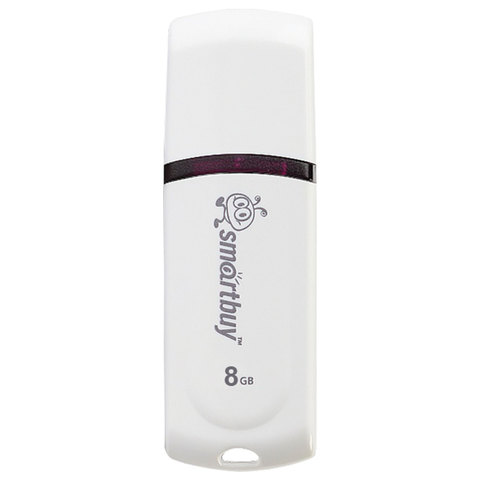Флэш-диск 8 GB, SMARTBUY Paean, USB 2.0, белый, SB8GBPN-W