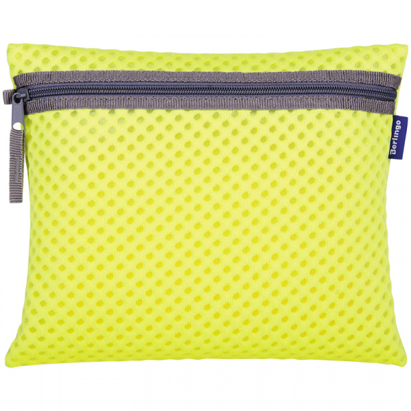 Папка для тетрадей 1 отделение, А5, Berlingo "Color", желтый, ткань, на молнии PP06202