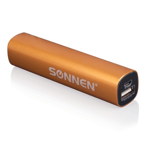 Аккумулятор внешний универсальный SONNEN PB-2200, емкость 2200мАч,  вых.ток. 1А, золотистый, 261905