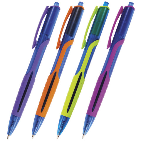 Ручка шариковая масляная автомат. с грипом BRAUBERG Phantom color, СИНЯЯ, 0,7мм,линия 0,35мм,OBPR204