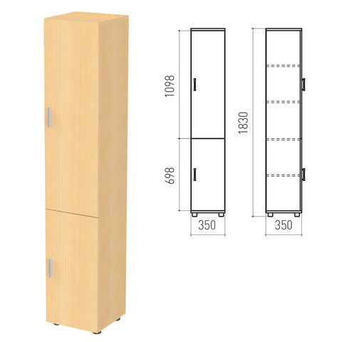 Шкаф закрытый "Канц", 350х350х1830мм, цвет бук, К6.10 (КК32.10+ДК32.10+ДК36.10)