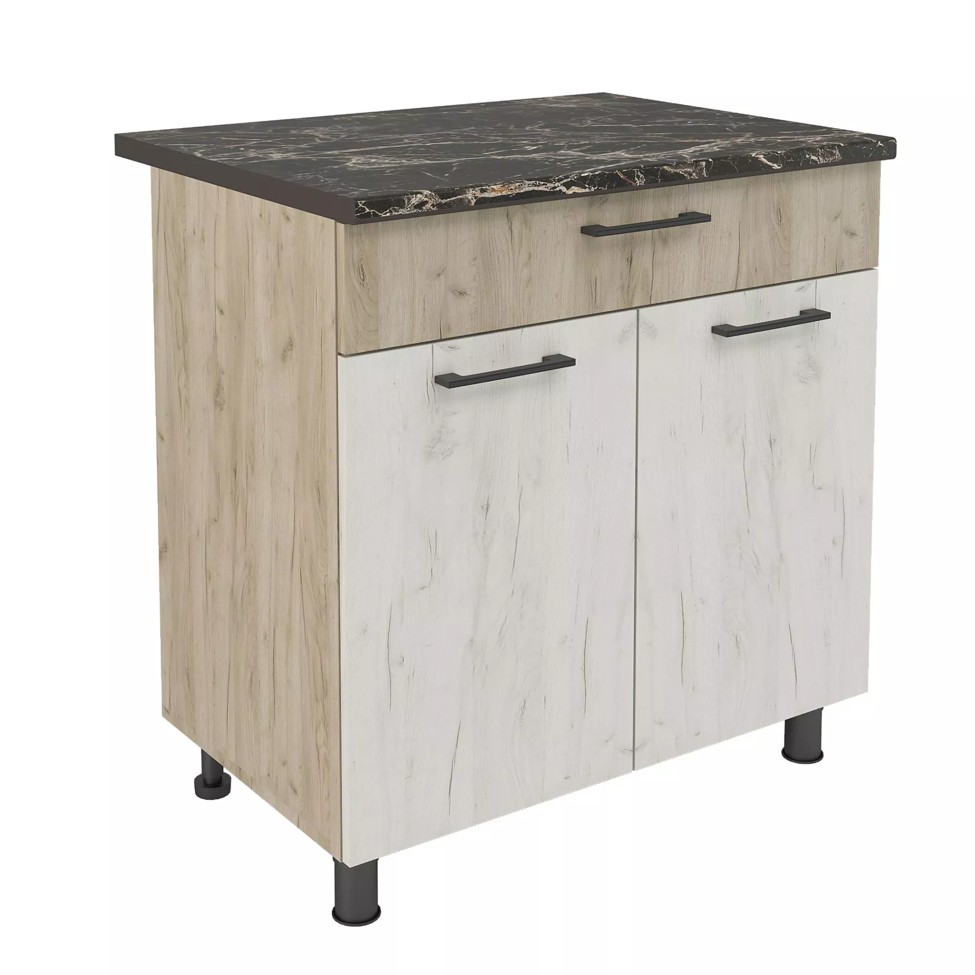 Тумба 2-створчатая ШН1Я 800 дуб крафт бел/дуб корп крафт сер лдсп со столешницей Тумба 2-створчатая ШН1Я 800 дуб крафт бел/дуб корп крафт сер лдсп со столешницей