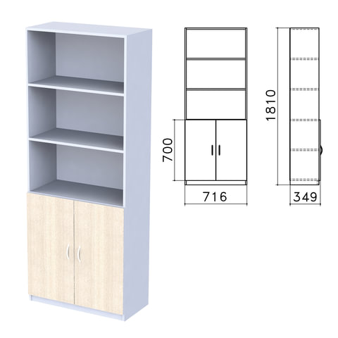 Шкаф полузакрытый "Бюджет", 716х349х1810 мм, дуб шамони светлый / серый (КОМПЛЕКТ) 