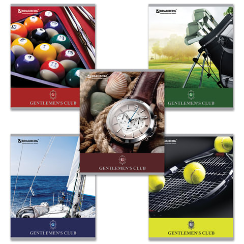 Тетрадь 48л. клетка BRAUBERG, офсет, обл.+УФ лак Gentlemen's Club (Клуб джент-в), ассорти
