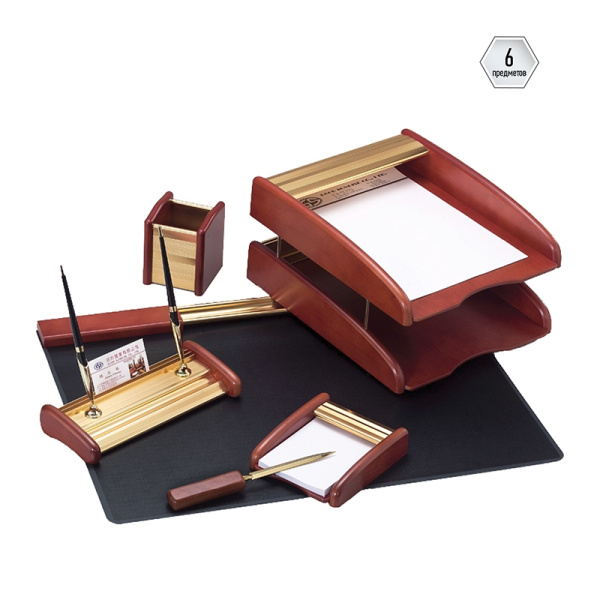 Набор настольный Delucci 6 предметов, золотой/розовое дерево