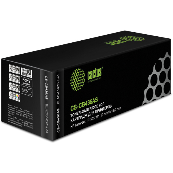 Картридж лазерный HP (CB436A) LaserJet P1505/M1120/M1522 №36А, рес. 2000 стр. CACTUS СОВМЕСТИМЫЙ
