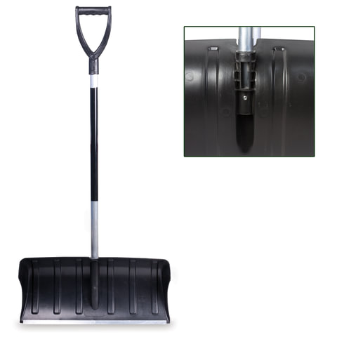 Лопата снегоуборочная пластиковая 60х30см, высота 130см, с алюмин. наконечником и черенком, №14