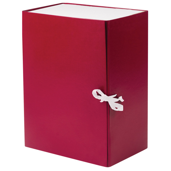 Короб архивный BRAUBERG 150мм, переплетный картон/бумвинил, 2 завязки, до 1400 листов, бордовый