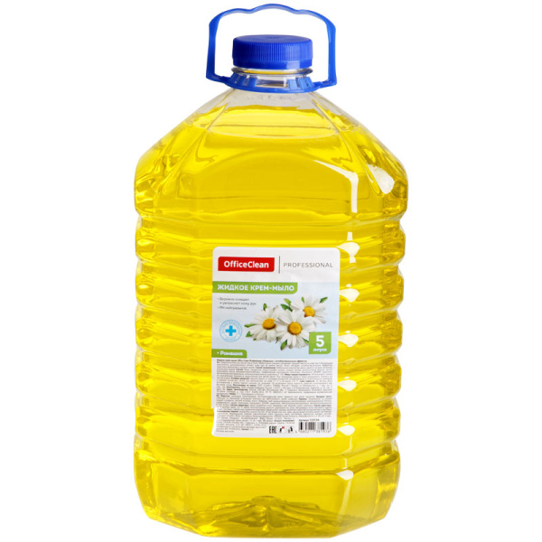 Мыло-крем жидкое 5л OfficeClean Professional "Антибактериальное", с ромашкой, ПЭТ