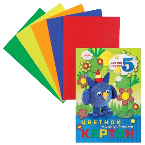 Цветной картон А4 ГОФРИРОВ., 5л., 5цв., HATBER, Совенок, 195х285мм, 5Кц4г_14469(N200292) Цветной картон А4 ГОФРИРОВ., 5л., 5цв., HATBER, Совенок, 195х285мм, 5Кц4г_14469(N200292)